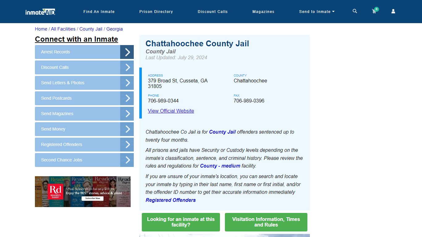 Chattahoochee County Jail - Inmate Locator