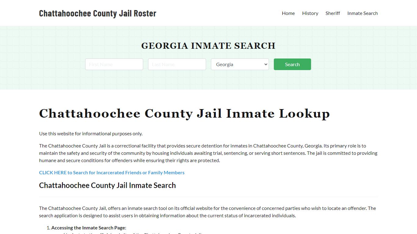 Chattahoochee County Jail Roster Lookup, GA, Inmate Search